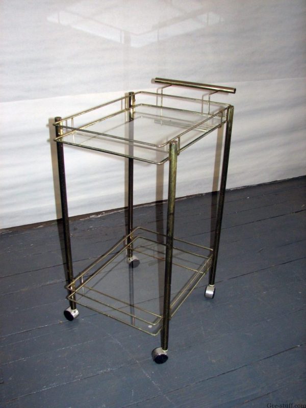 Mid Century Modern Nickel and Glass Tea Cart