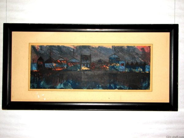 Mid Century Modern Print Midnight Pier Signed and Dated