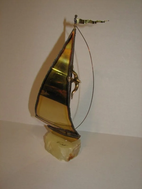 Demott Boat Sculpture signed