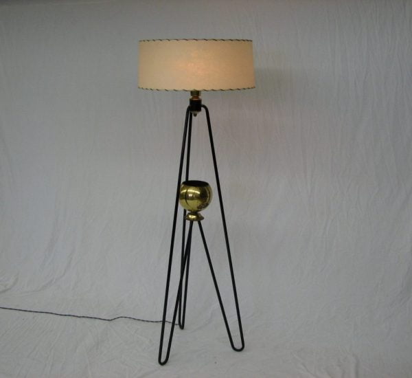 Iron floorlamp fiberglass shade