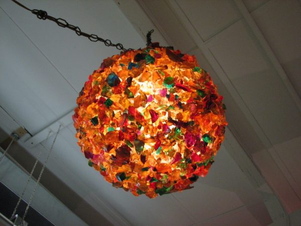 Lava Glass and fiberglass hanging light