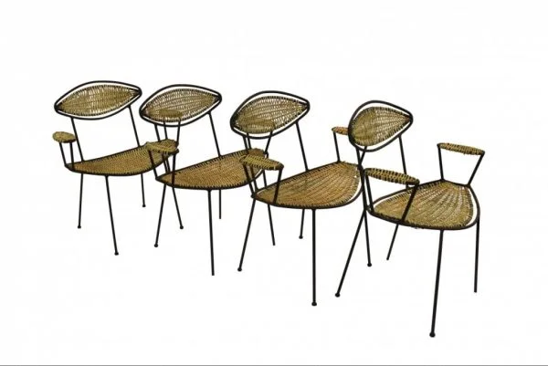 Iron and rattan patio chairs