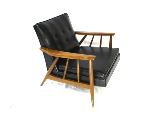 Milo Baughman style vinyl and wood chair