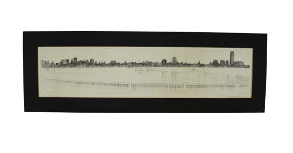 Boston Skyline etching print