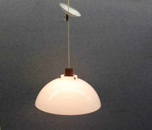 Plastic and teak hanging light