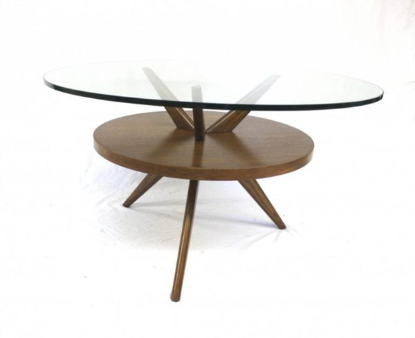 Glass and walnut occasional table Kagan style |