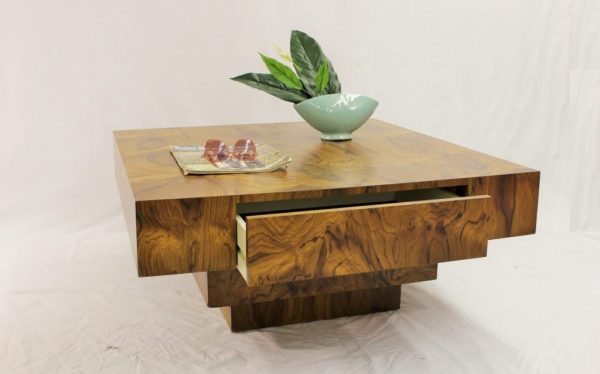 Milo Baughman Burl wood coffee table