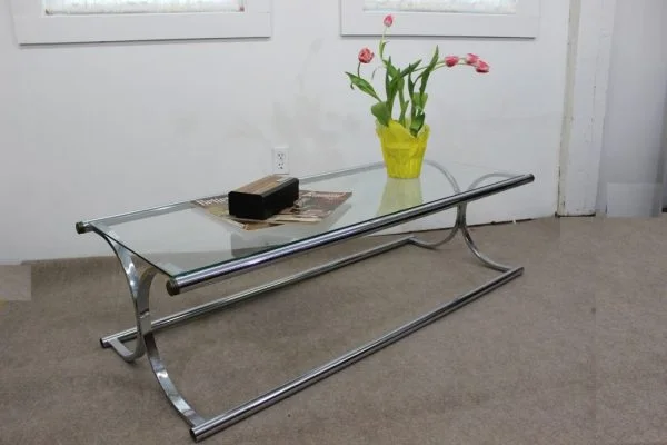 Mid Century Modern Chrome and glass tubular coffee table |