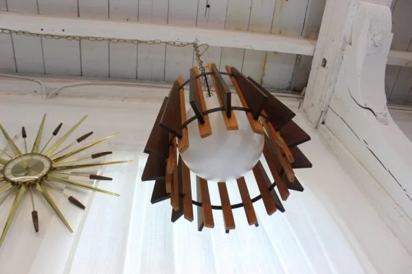 Mid Century Modern wood hanging light |