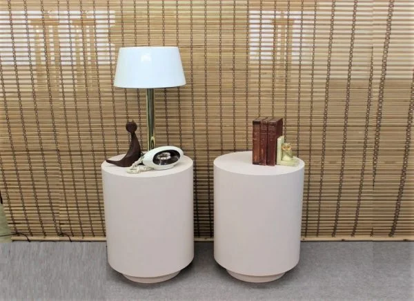 Round pink laminate end tables set of 2 |