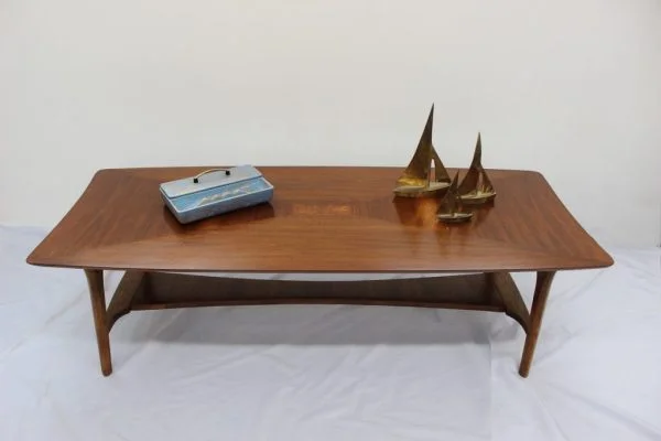 Burlwood center walnut coffee table