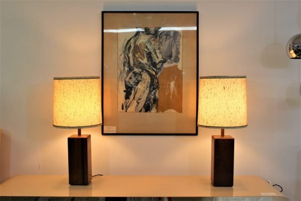 Mid Century Modern wood lamps set of 2 |