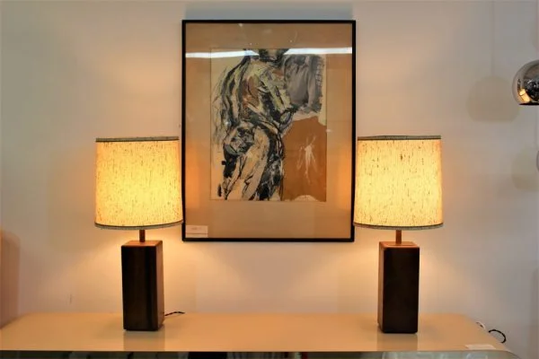 Mid Century Modern wood lamps set of 2 |
