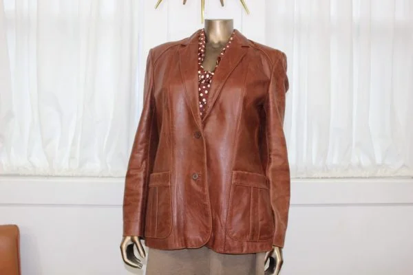 Rust color leather jacket