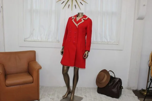 Vintage red wool dress and coat set |