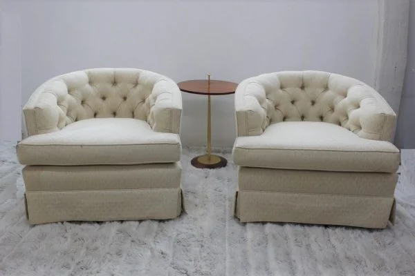 Pair of swivel round upholstered chairs |