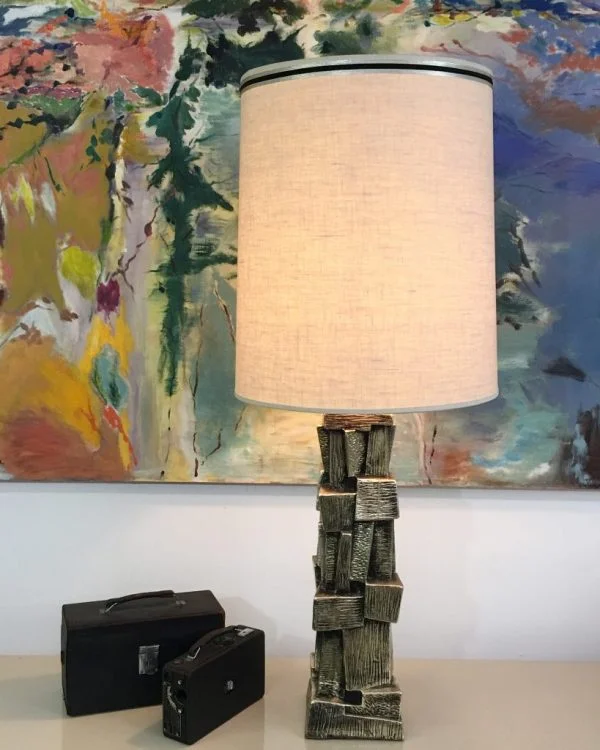 Mid Century Modern ceramic brutalist table lamp |