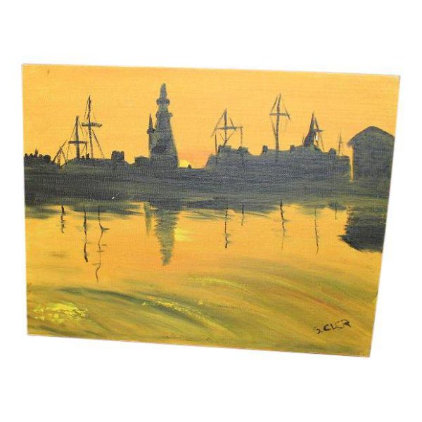 Dusk on the Harbor painting by Sylvia Clermont |