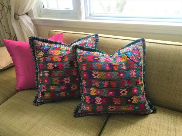 Guatemalan cushions in a colorful abstract pattern |