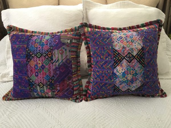 Guatemalan cushions in purple pattern |