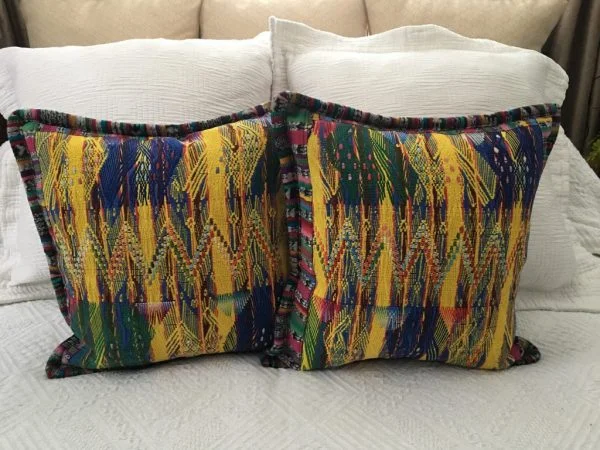 Guatemalan cushions in yellow abstract pattern |