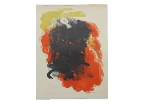 Abraham Rattner abstract painting orange and black |