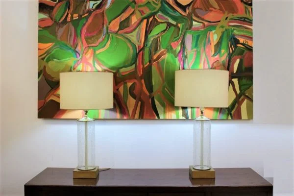 Decorative Crackle glass pair of lamps |