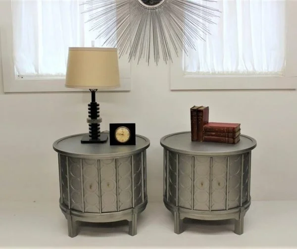 Mid Century Modern round end tables / nightstands |