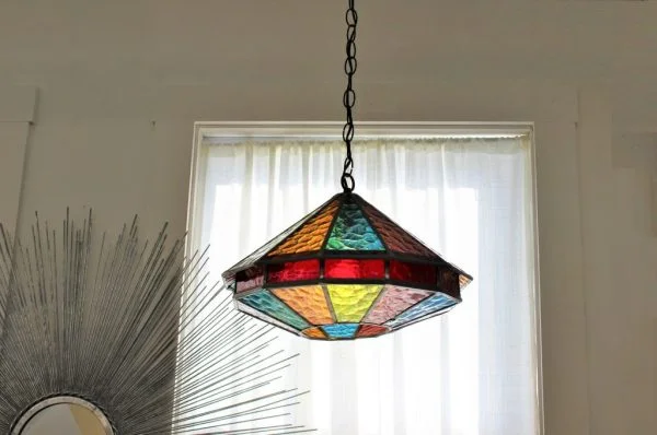 Stained glass geometric ceiling light |