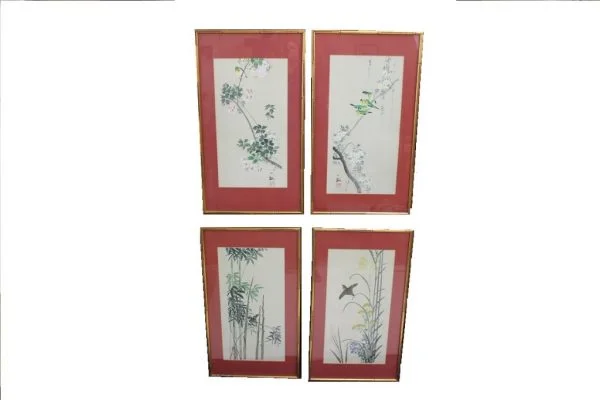 Large silk paintings set of 4