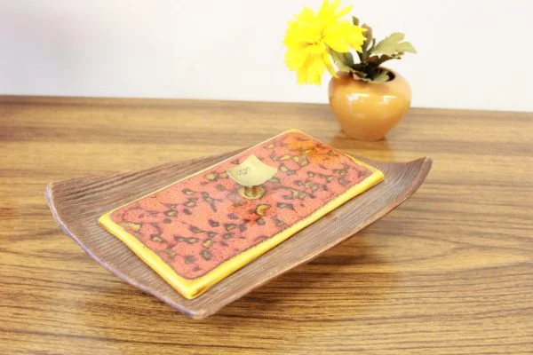 Vintage trinket box orange candy dish with lid |
