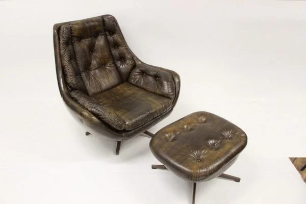 MCM Vinyl Lounge chair and ottoman |