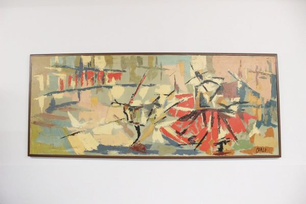 Mid Century Modern bull fight painting |