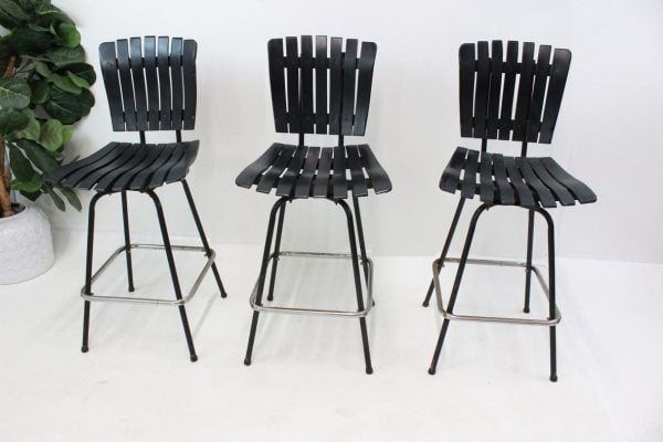 Mid Century Modern slatted bar stools