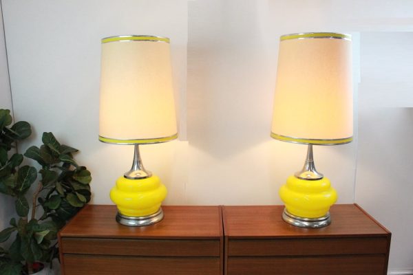 Pair of lamps glass and chrome 1970s |