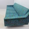 Mid Century Modern Floral Turquoise Sofa - Image 9