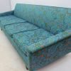 Mid Century Modern Floral Turquoise Sofa - Image 10