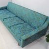 Mid Century Modern Floral Turquoise Sofa - Image 4