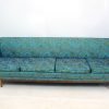 Mid Century Modern Floral Turquoise Sofa