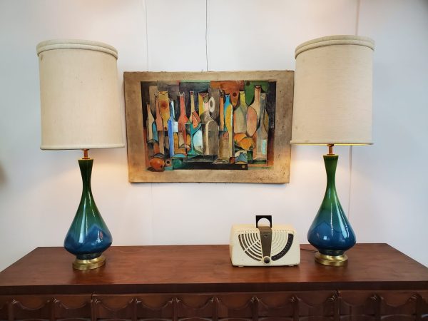 Mid Century Modern ceramic lamps pair Royal Haeger |