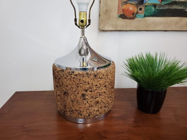 Mid Century Modern cork lamps pair | - Image 12