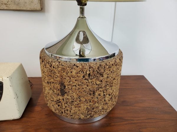 Mid Century Modern cork lamps pair | - Image 11