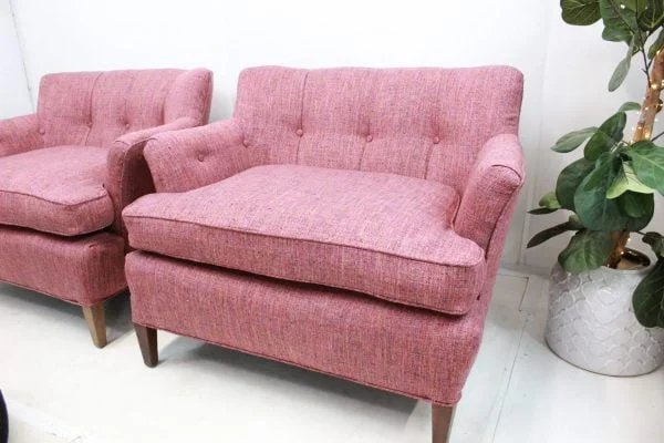 Vintage pair of upholstered chairs | - Image 9