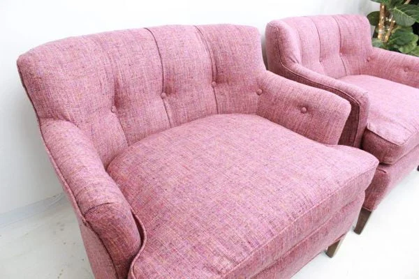 Vintage pair of upholstered chairs | - Image 8