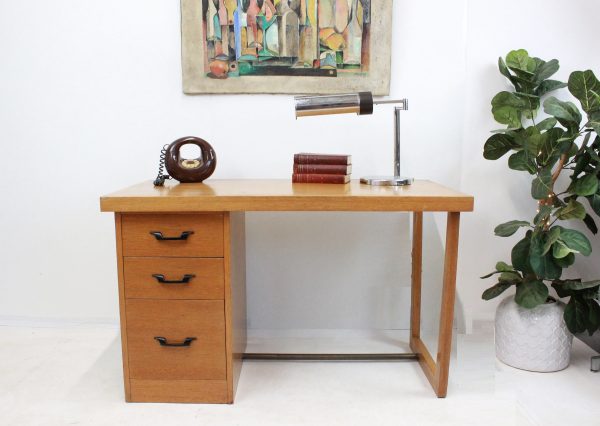 Mid Century Modern blonde desk |