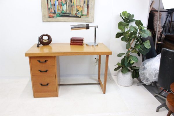 Mid Century Modern blonde desk | - Image 14