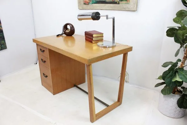 Mid Century Modern blonde desk | - Image 7