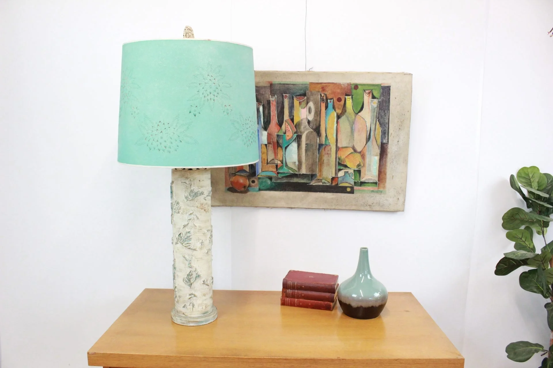Vintage wallpaper roll lamp | - Image 2