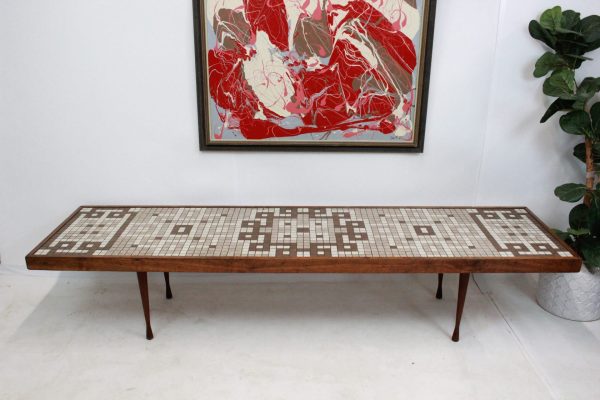 Mid Century Modern tile top coffee table long| - Image 6