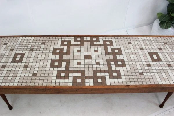 Mid Century Modern tile top coffee table long| - Image 4